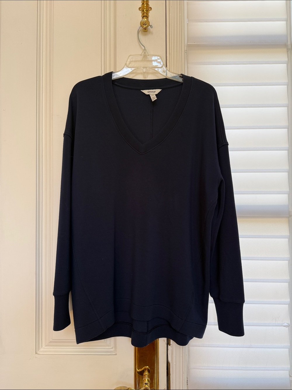 SPANX AirEssentials Navy V-Neck Relaxed Pullover Sweater